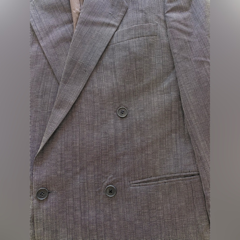 Vintage Yves Saint Laurent Gray Double-Breasted Men's Blazer w Matching Pants - Picture 3 of 16